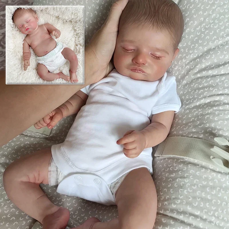 

18 inches Rosalie Full Body Vinyl Sleeping Baby Reborn Dolls Lifelike Soft Touch 3D Skin with Visible Veins Collectible Art Doll