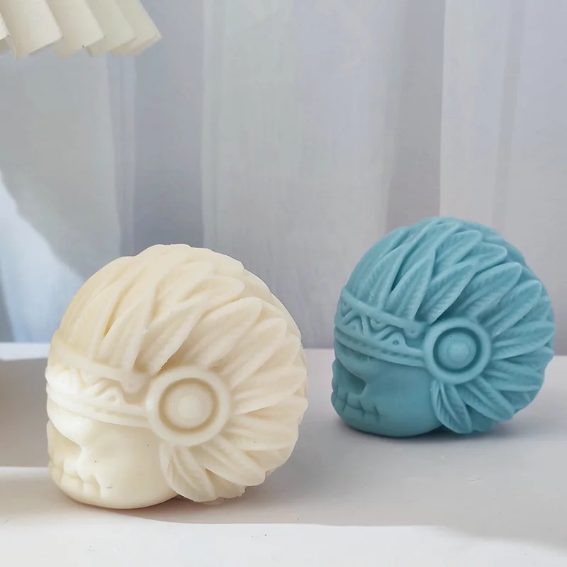 Indian Style Skull Silicone Mold Gypsum form DIY Handmade Aromatherapy Candle Ornaments Handicrafts Soap Mold Hand Gift Making