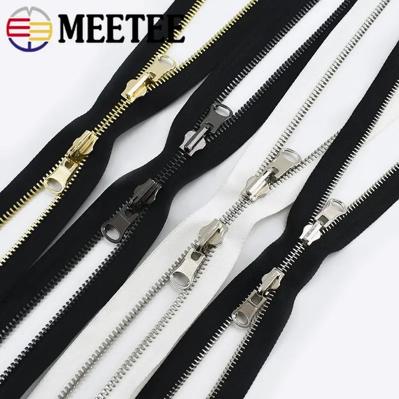 1Pc 60-120cm 5# 8# Double-slider Metal Zippers Rotary Reversible Zipper for Sewing Coat Jacket Zips Repair Kit DIY Accessories