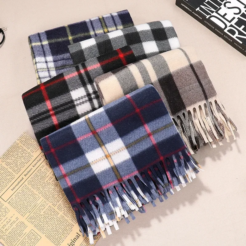 Autumn and Winter Classic Plaid Double-Sided Velvet Gift Scarf Cross-Border Exhibition Night Market Men's Stall Warm Scarf Women's Shawl