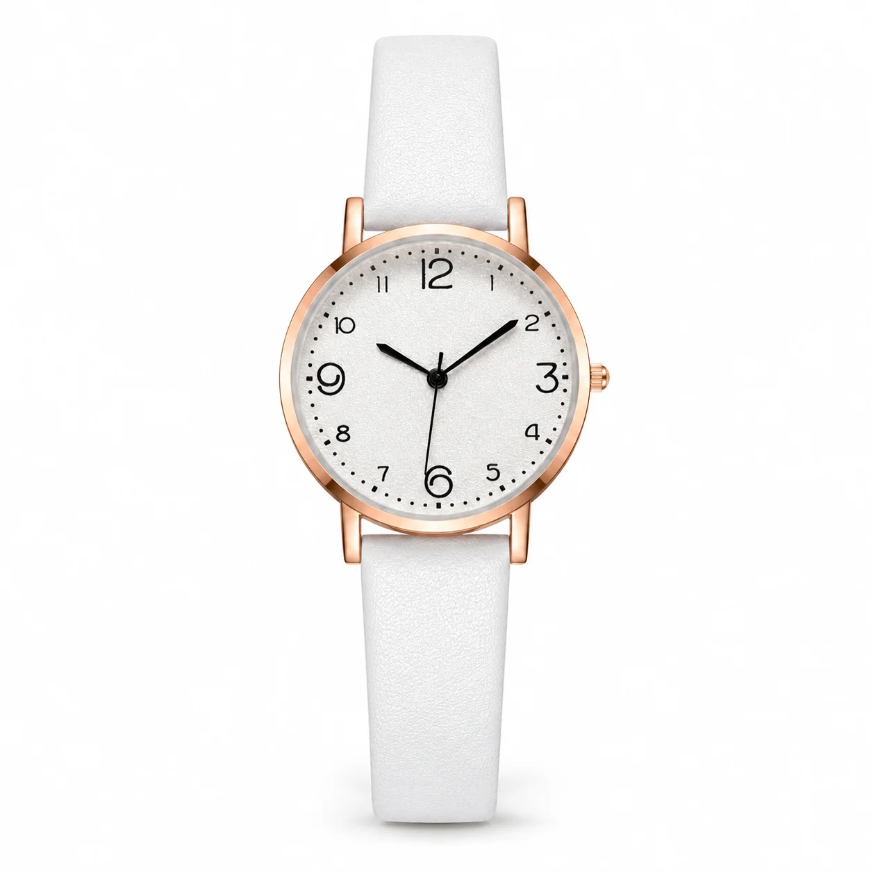 Ladies Quartz Wristwatch Leather Band Classic Design Arabic Number Dial for Gift Giving