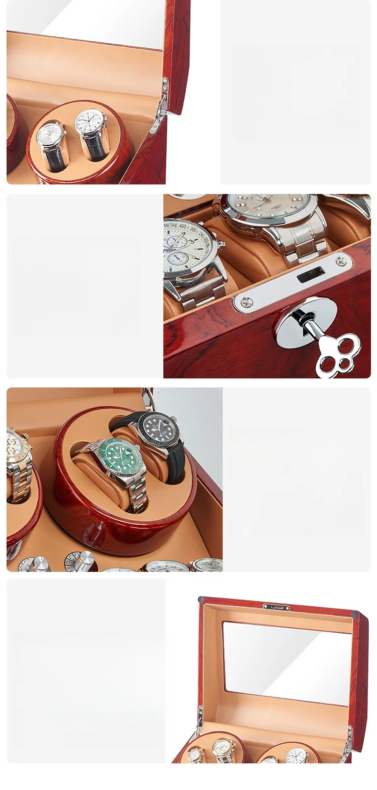 High Quality Luxury Wooden Safe Watch Winder with Drawer Double Slots Orbit Automatic 2 Slots Watch Winder for Men