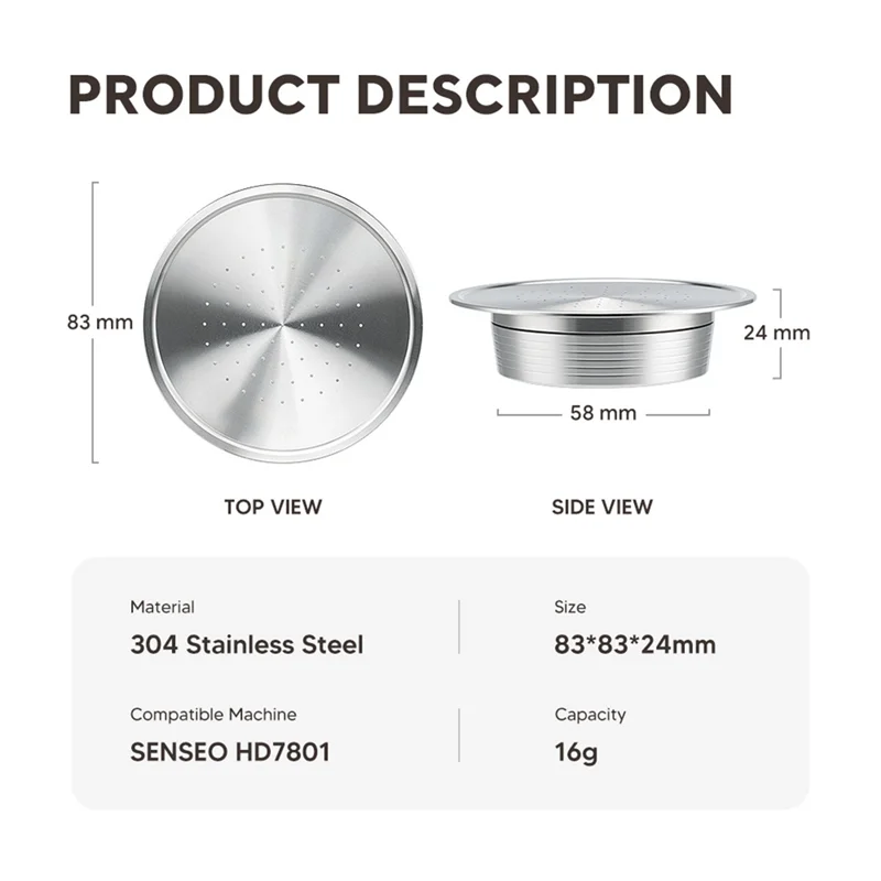 

Reusable Coffee Capsule+Stainless Spoon For Senseo HD7801 Coffee Capsule Machine Refillable Pods Espresso Makerb64b