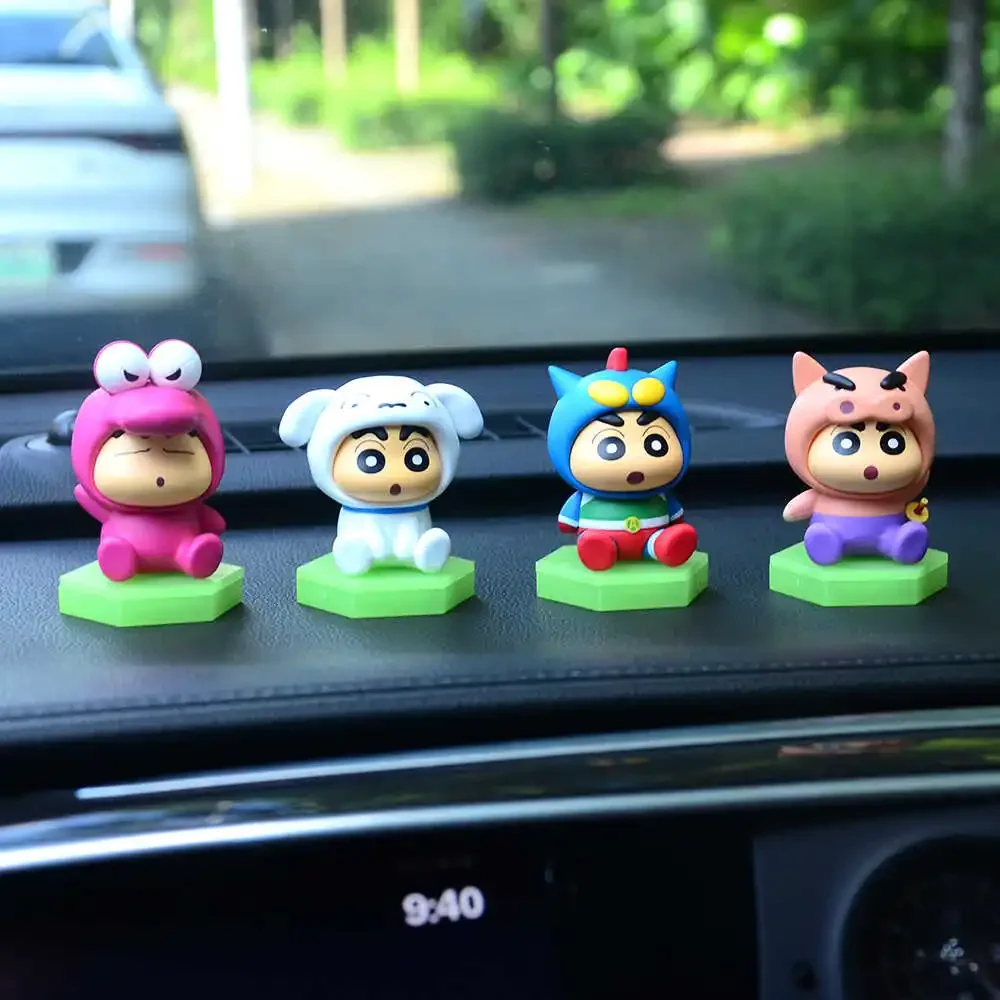 

Bandai 4pcs/set Crayon Shin Chan Anime Figures Transformation Series Boochan Sakurada Nene Cartoon Model Car Decoration Toys