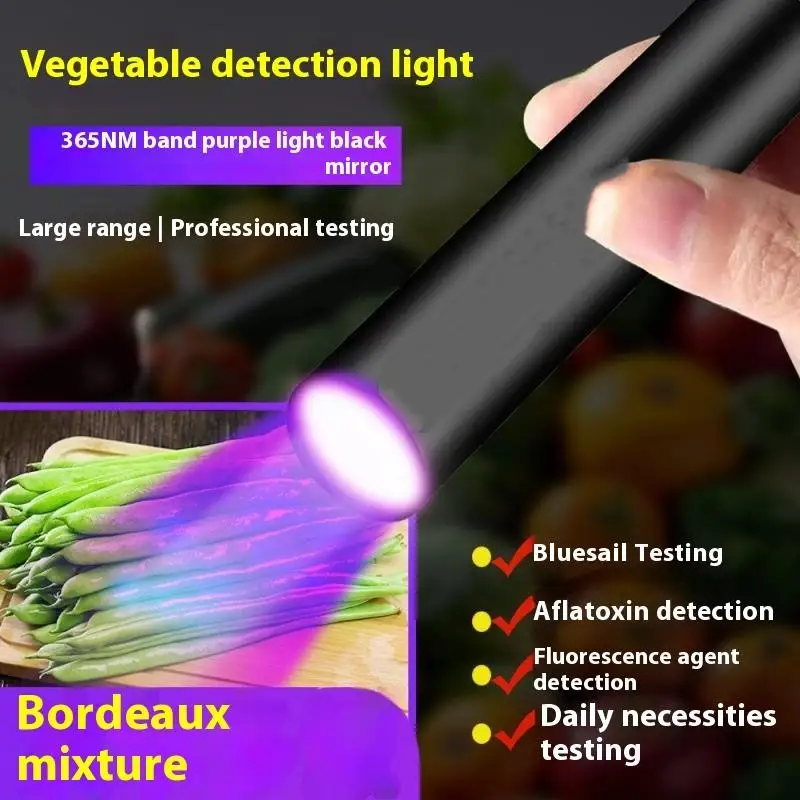 Linterna UV EDC portátil, luz púrpura de 365nm, luz LED recargable, Detector de higiene de escorpión y orina de mascotas, lámpara de antorcha