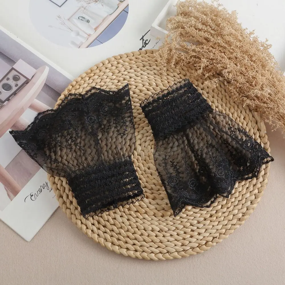 Versatile Victorian Detachable Sleeves Cuffs Solid Color Costume Accessory Fake Sleeves Cuffs Lace Ruffled Wrist Wedding