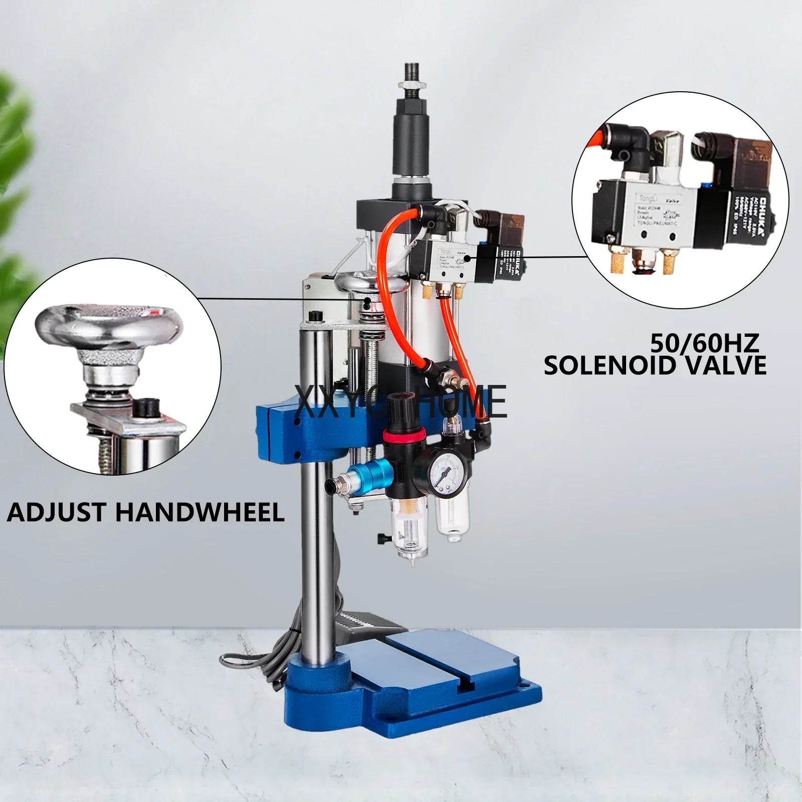 110VAC 200KG Vertical Pneumatic Punch Press Hole Punching Machine Foot Pedal Manual for Bending Riveting Extrusion Forming