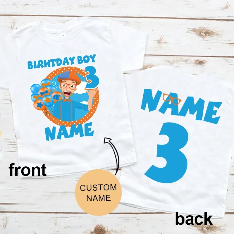 

Boys Birthday Shirt Birthday Party Shirt Girl Shirt Custom Name 2024 Toddler Baby One Kids Summer Boys Clothes T-shirts 1st 3th