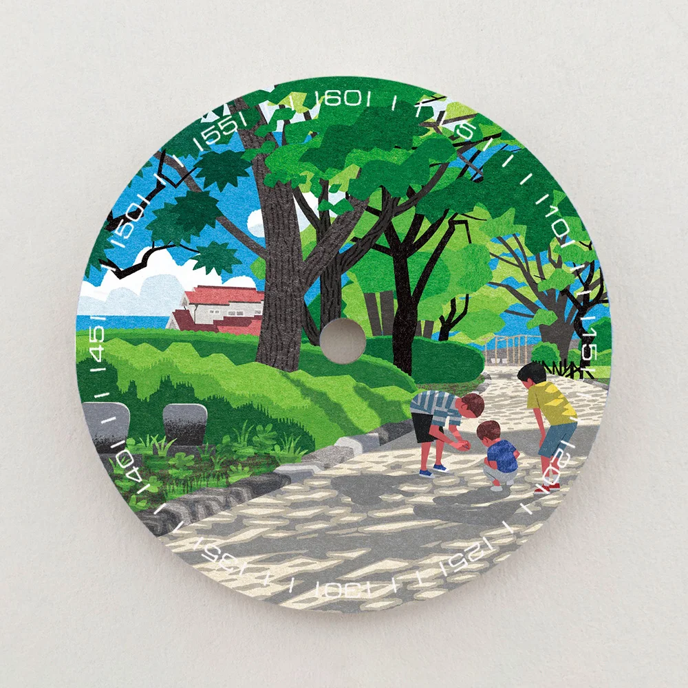 28.5mm NH35 Dial Summer Country Park Landscape Dial Luminous Dial Colorful NH36 Dial Watch Accessories Fits NH35/NH36 Movement