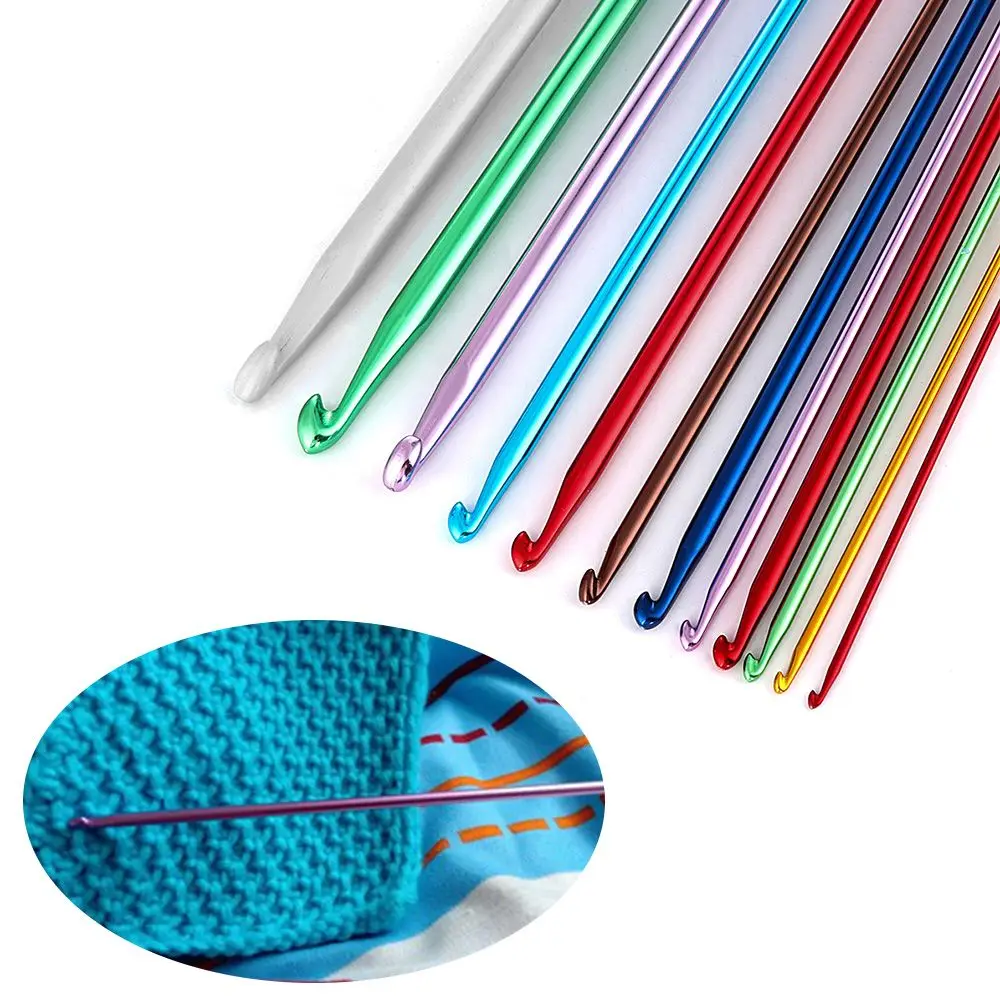 14Size Multicolor Sweater Scarf Knitting Tunisian Afghan Crochet Hooks Needle Weaving Tool