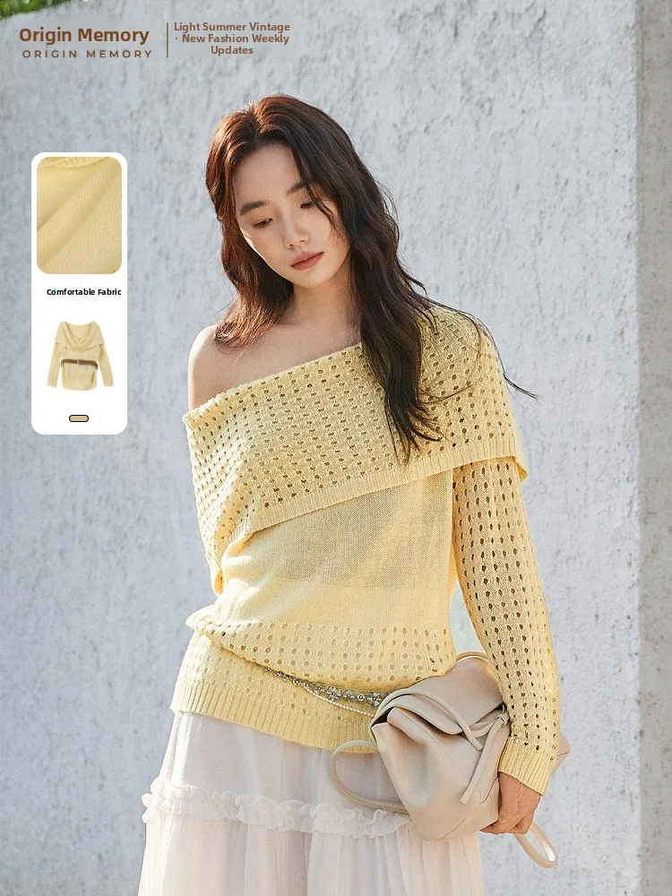 

Ele Knitted One-oulder Sweater Memory's Starting Point Spring 2026 New Arrival Sophistied Sle Casual Faion Women...