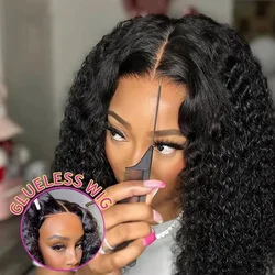 Water Wave Glueless Wig Pre-Cut Lace Wig Pre-Plucked Natural Black Deep Wave Wear & Go Glueless Curly Human Hair Wigs For Women