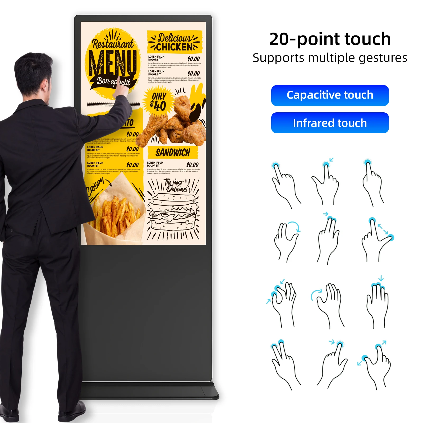 32 Inch Indoor Touch Advertising Screen LCD Totem Kiosk for Shopping Mall Digital Signage Displays