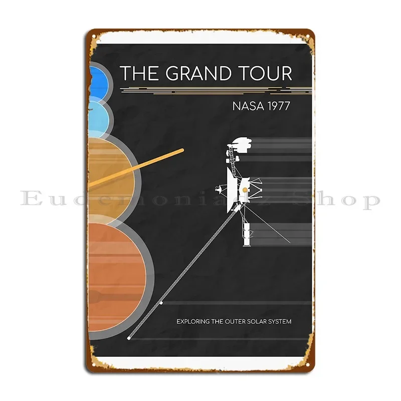 Voyager The Grand Tour Nasa 1977 Exploring The Outer Solar System Black Metal Plaque Poster Printing Mural Tin Sign Poster