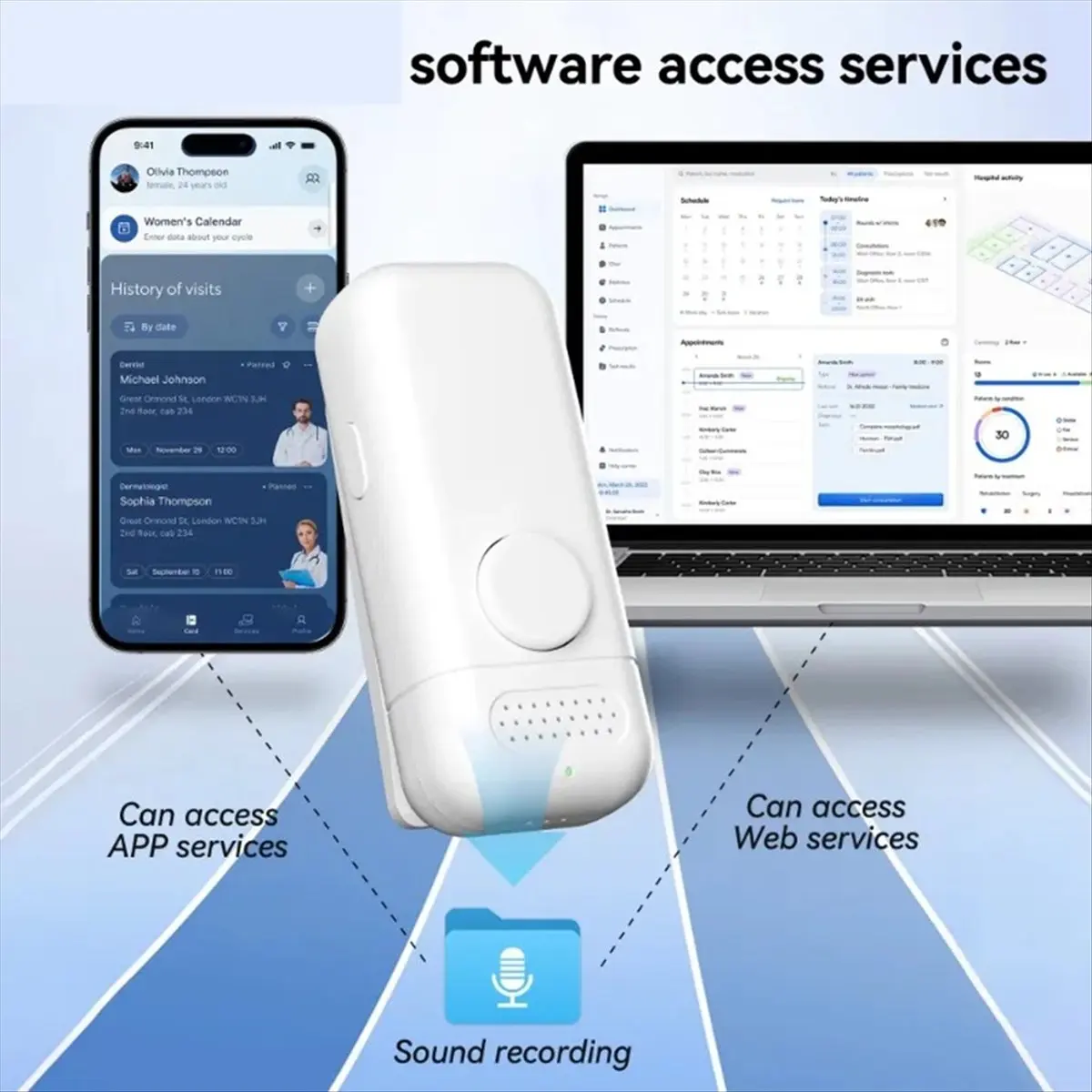 【Smart Accessories】 Portable Smart AI Bluetooth Microphone Smart Listening Text Input Translators Languages Microphone with Chat