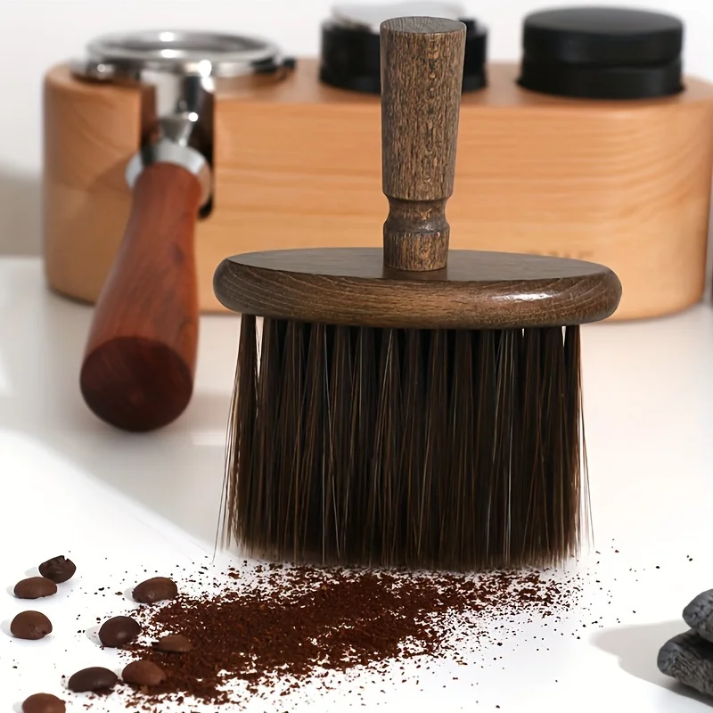 Walnut Wood Coffee Grinder Cleaning Brush - Soft Bristle, Multi-Use for Keyboards, Laptops, Cameras & Car Interiors