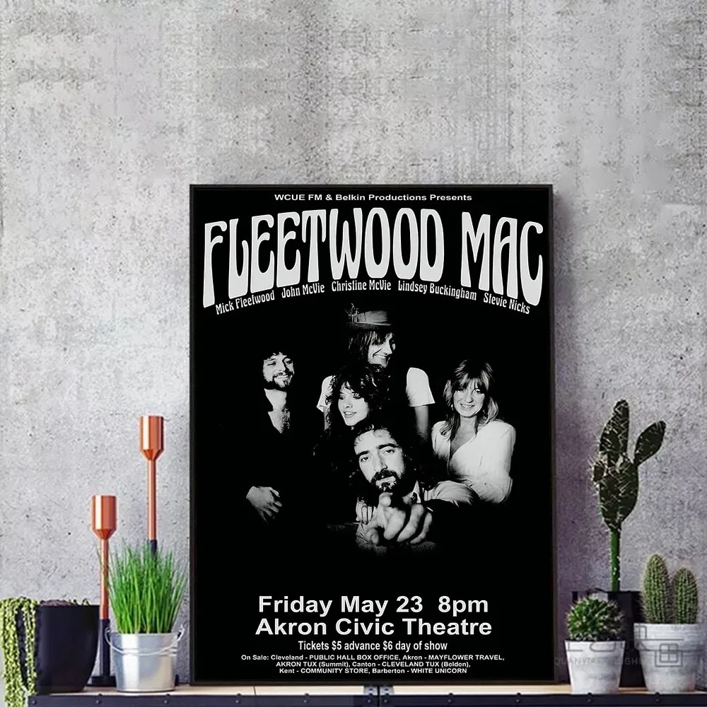 Fleetwood-Mac Band Psychedelic Rock Concert Anime Posters Sticky Whitepaper Prints Posters Artwork Kawaii Room Decor