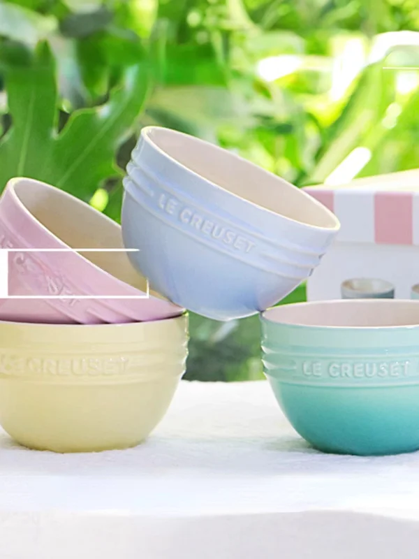 Le Creuset Cool Color Enamel Ceramic Bowl Rainbow Rice Bowl Soup Face Bowl Dining Bowl Home Use round Bowl French Style