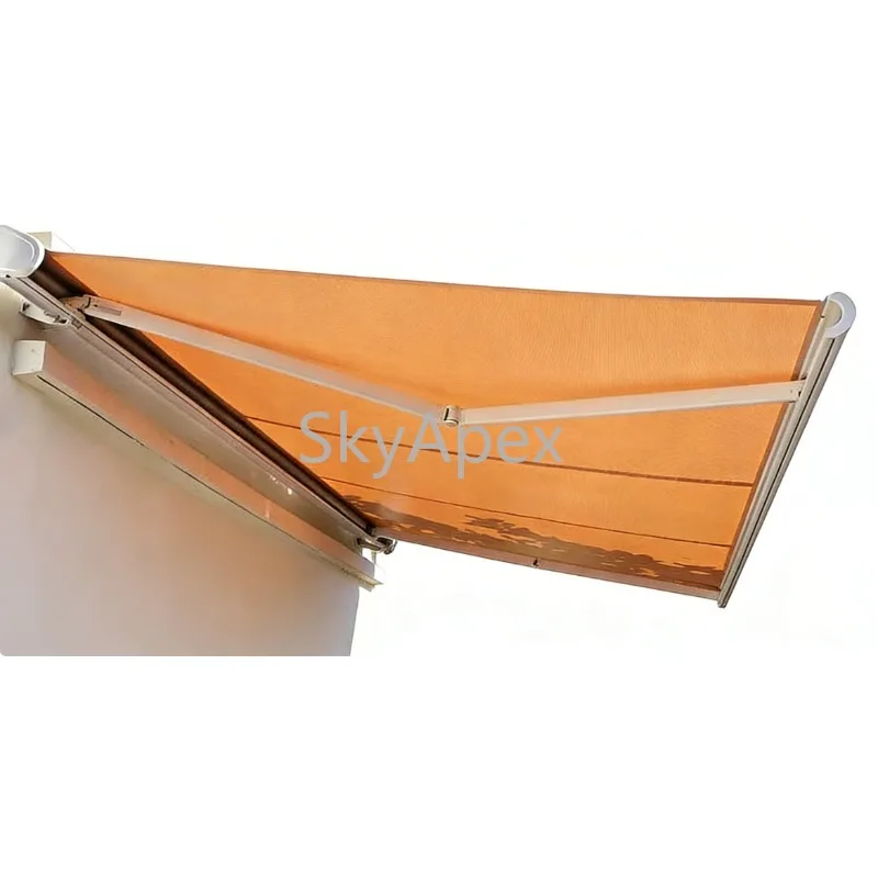 Manual Retractable  Folding  Arm Awning - Heavy-Duty Aluminum Alloy Porch Canopy  With Full UV Block Strong Sun Shade Protection