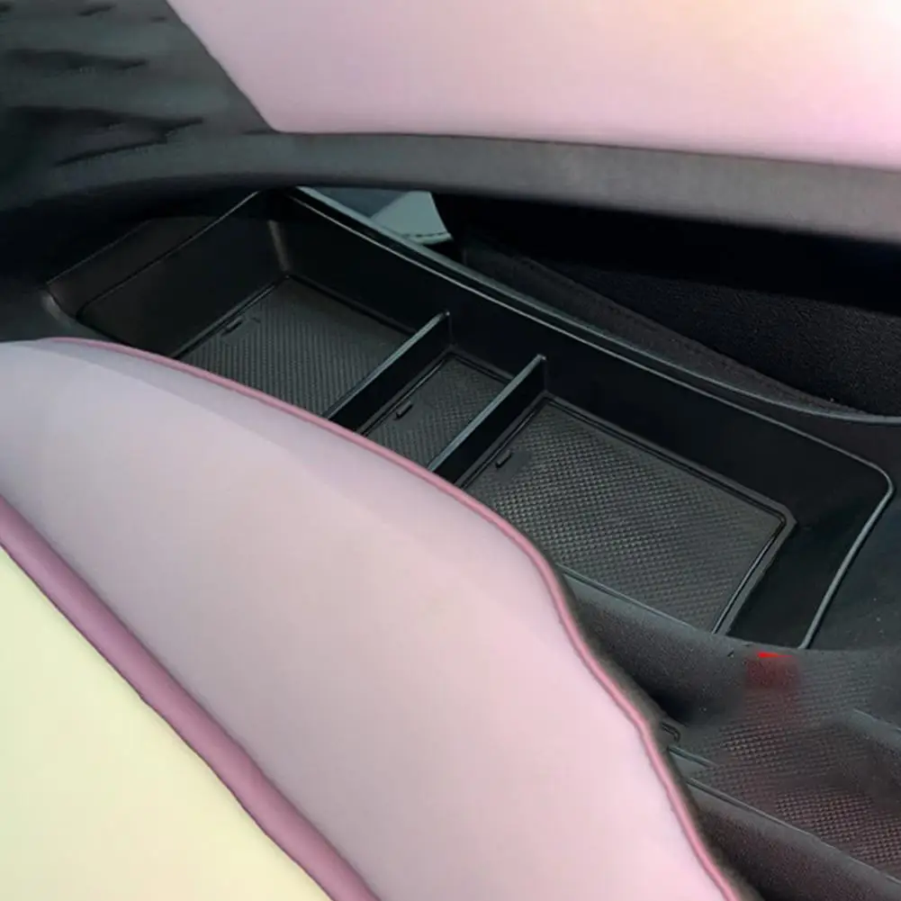 Center Console Organizer for BYD Dolphin 3 Compartment ABS with PVC Anti Slip Mats Black