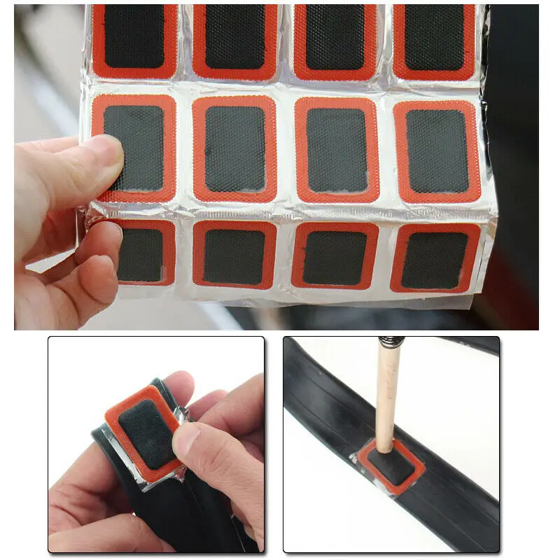 48Pcs Car Tire Patch Round Square Rubber Patch Piece for Rafts Motorcycle Bicycle Bike Tire Tube Puncture Repair Tools 25/35mm