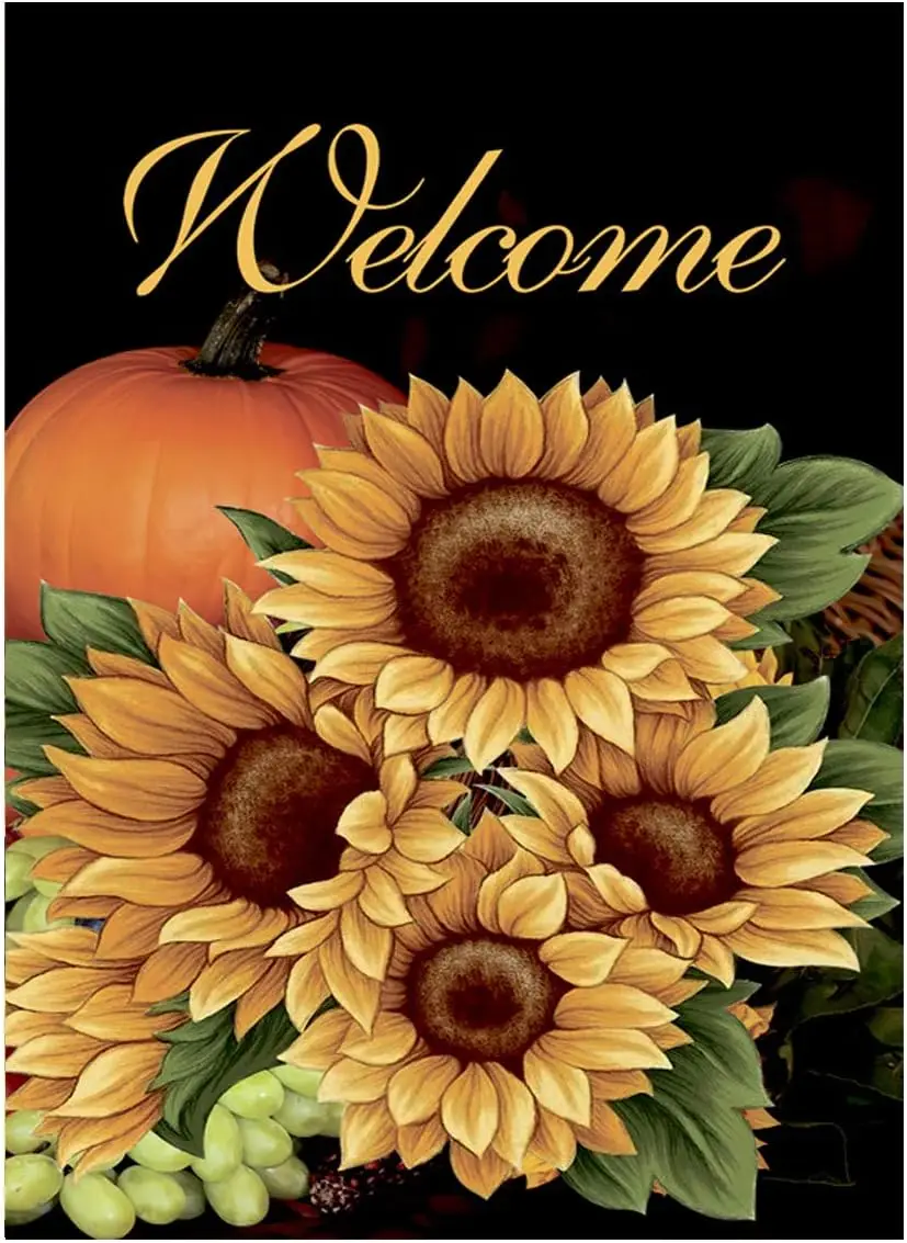 Morigins Welcome Sunflower Pumpkin Fall Garden Flag 12