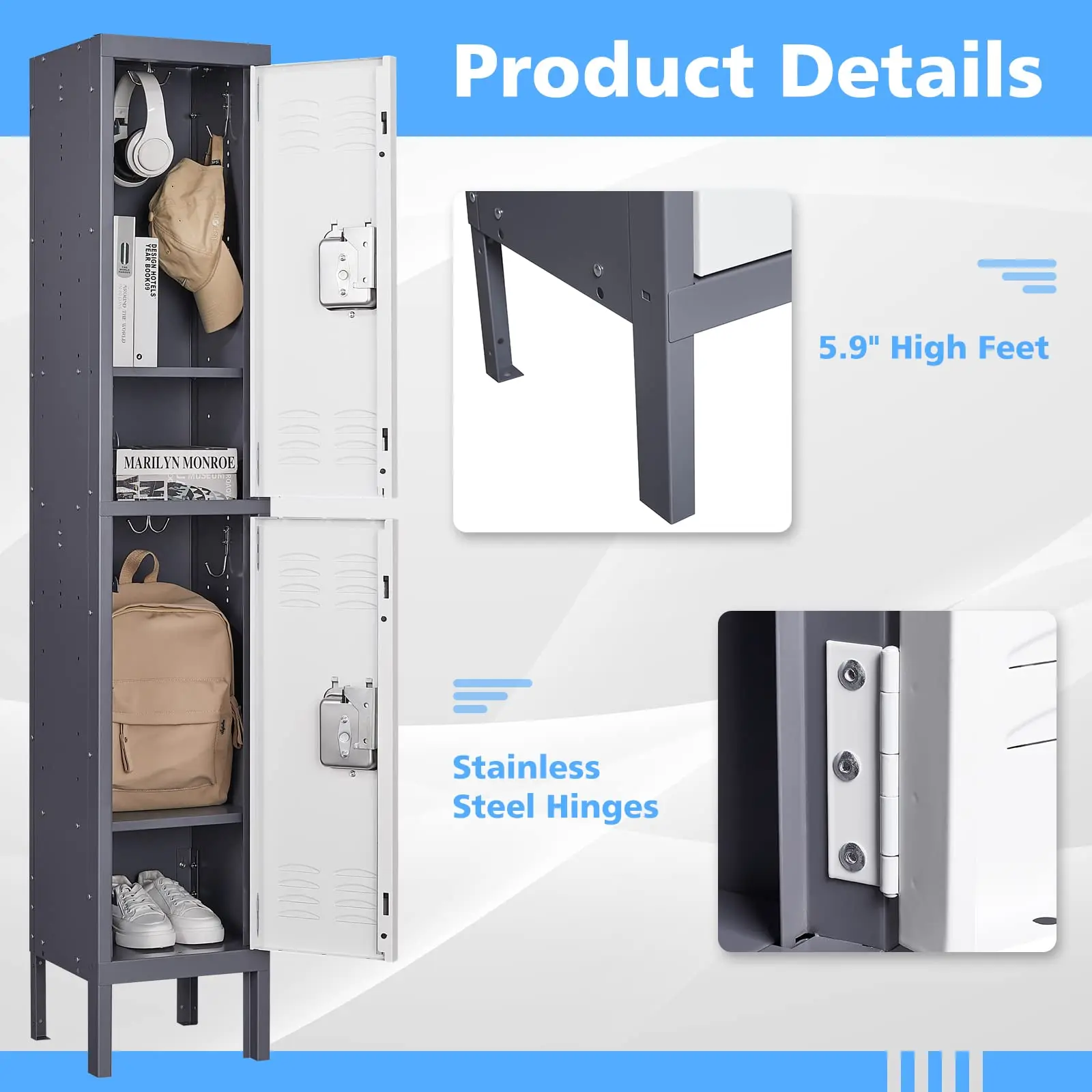 Office Storage Locker Home Steel Locker School Storage Organizer Standard Metal Locker