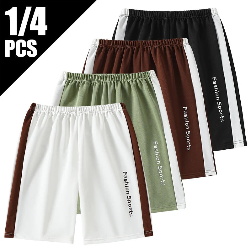 

1/4 Piece Summer New Style Youth Men's Color Blocked Versatile Casual 5-point Pants 13-16 Years Old Teen Sports Shorts Big Boy