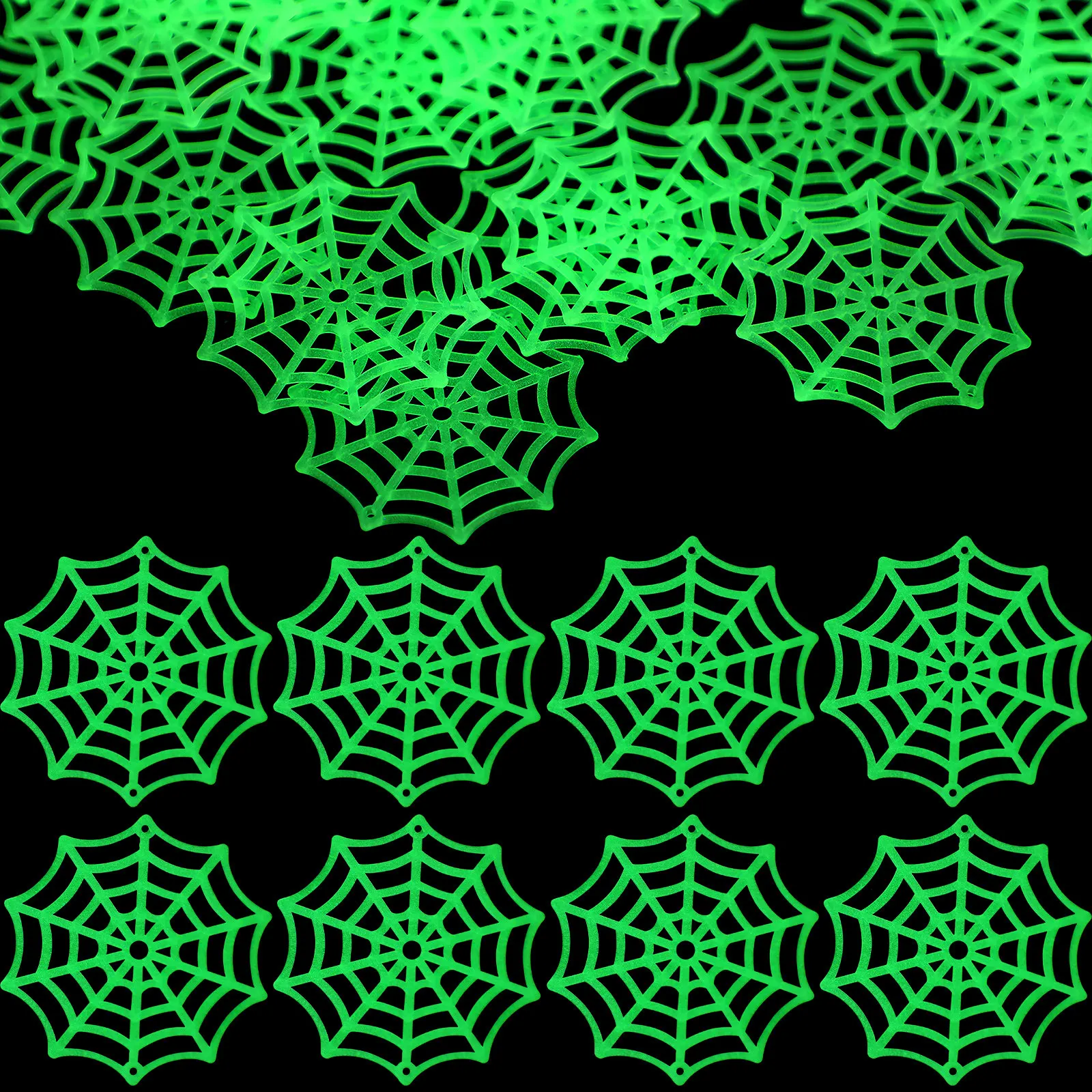 

150Pcs Glow in Dark Halloween Spider Web Plastic Cobweb Decoration Party Hanging Ornaments Haunted House Plastic Spider Web