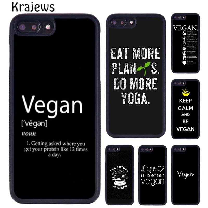 Krajews VEGAN FOOD QUOTES ANIMAL LOVE Phone Case Cover For iPhone 16 15 14 plus X XR XS 11 12 13 pro max coque