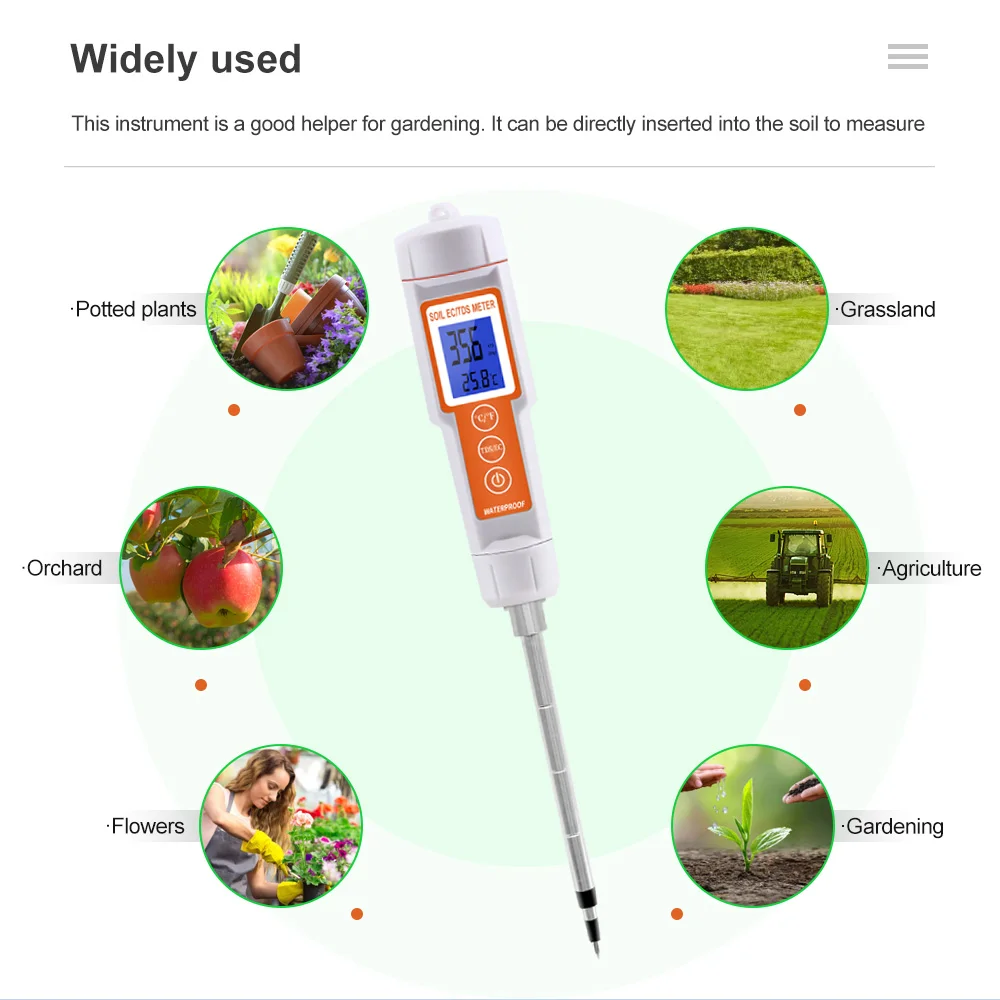 3 In 1 Soil EC TDS Meter Digital Soil Monitor Temperature Tester for Gardening Plants Farming Horticulture with Backlight ﻿