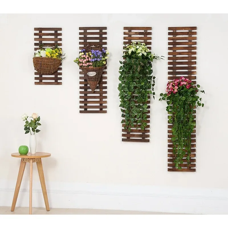 

Decorative carbon wood flower stand Indoor wall wall hanging flower support frame Hanging plant pot frame