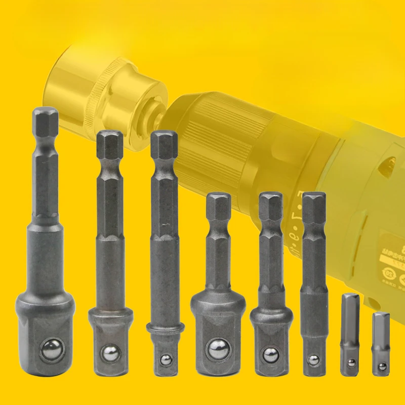 Drill Socket Adapter Kit Impact Drill Extension Bit Socket Adapter Kit 1/4'' 3/8'' 1/2'' Square Head 1/4'' Hex Shank Drill Tools