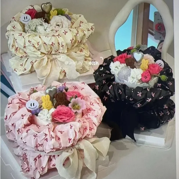 20sheets 50x70cm Bow Tissue Parper Printed Flowers Wrapping Floral Paper Packaging PaperKnot Ins Korean Gift Rose Packing Parper