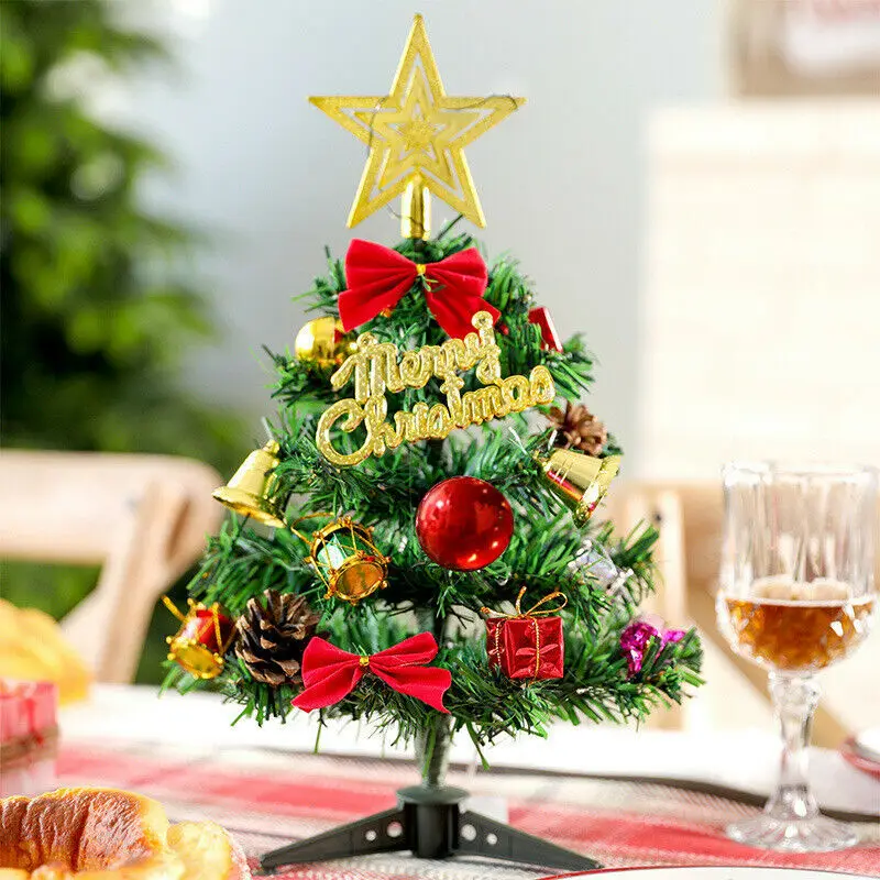 30cm Christmas Tree Home Decoration PVC Artificial Xmas Ornaments Mini Christmas Tree Party New Year 2025(No Batteries)