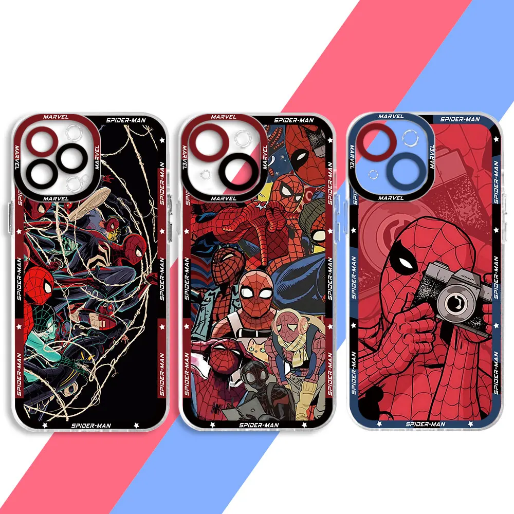 Marvel Spiderman Art Case for Xiaomi Redmi Note 10T 8 Pro 10 Pro 10 12 9T 11S 9 11 Pro 11T Note 11 Back Clear Silicone Cover