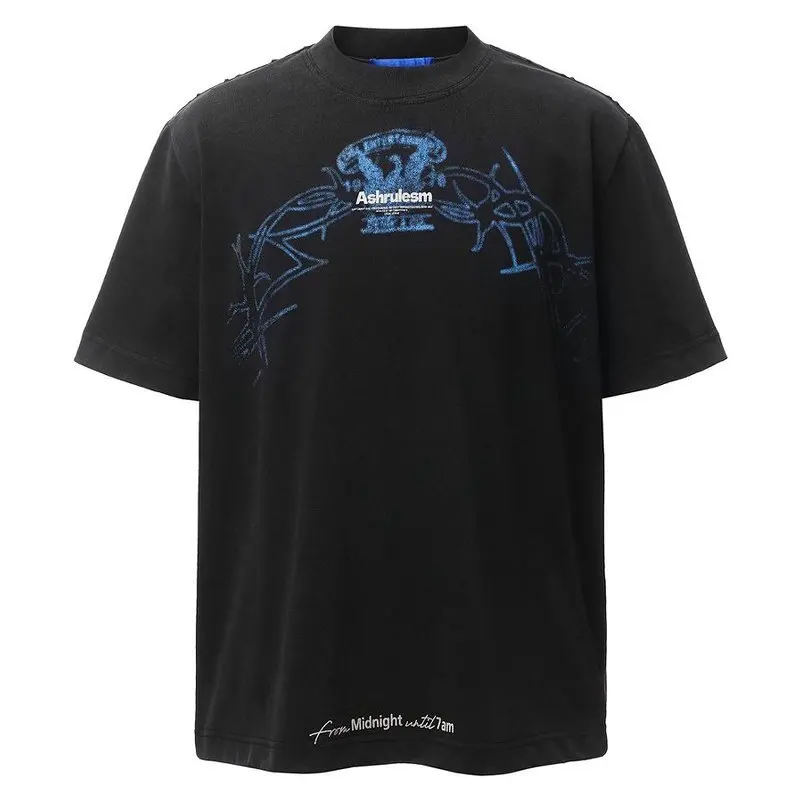 

Fashion High Street Oversized Hip Hop T Shirts Streetwear Washed Vintage Tees Summer Short Sleeve Retro Tops For Male
