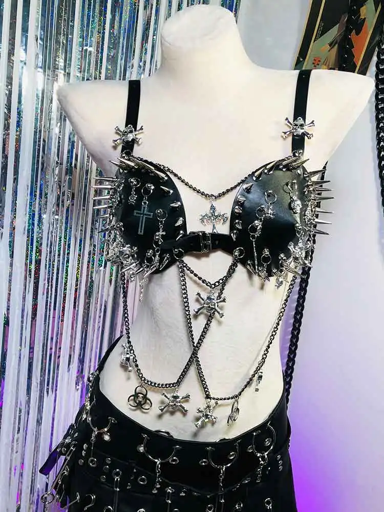 

Y2K Halter Camisole TOPS Hand Made Harajuku Cross Emo Eco Grunge Gothic Tanks Goth Skull E-Girls Kawaii 90s DIY Punk Rock