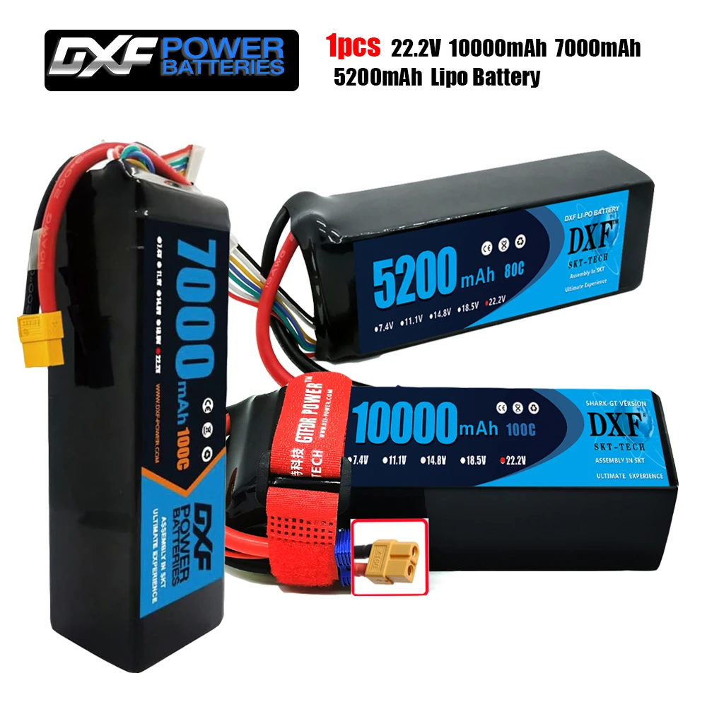 DXF Lipo Battery 6S 22.2V 10000mAh 7000mAh 5200mAh with XT60 EC5 Plug SoftCase for 1/8 Truggy Offroad Car Truck Airplane RACING