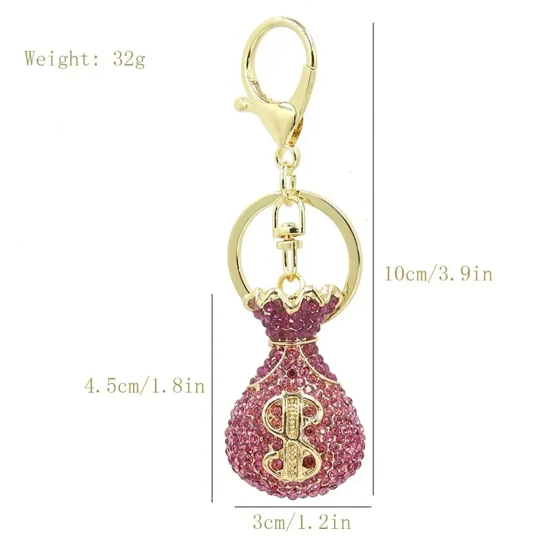 3D Dollar Bag Shaped Women's Bag  Accessories Rhinestone Key Chain Fashion Pendants Party Favors Car Keys Decoration Accessory