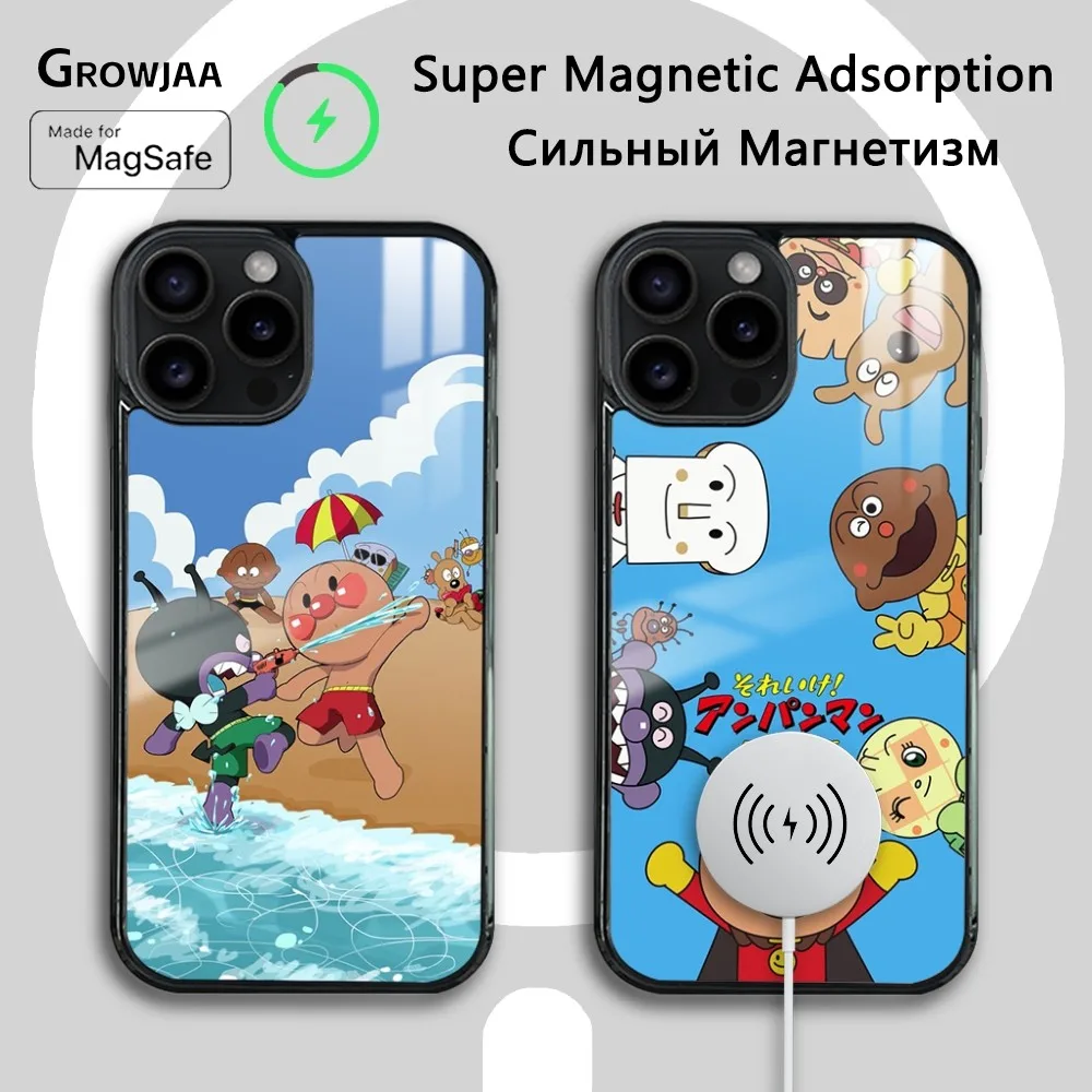 Cute Cartoon A-Anpanman Phone Case For iPhone 15 14 13 12 11 Pro Max Plus Mini Shockproof Mirror Wireless Magnetic Cover