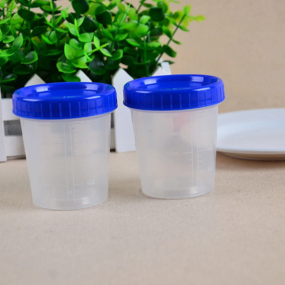 25 Pcs Cups with Lids Blue Measuring 120ml Stainless Pp Liquid Sample Container