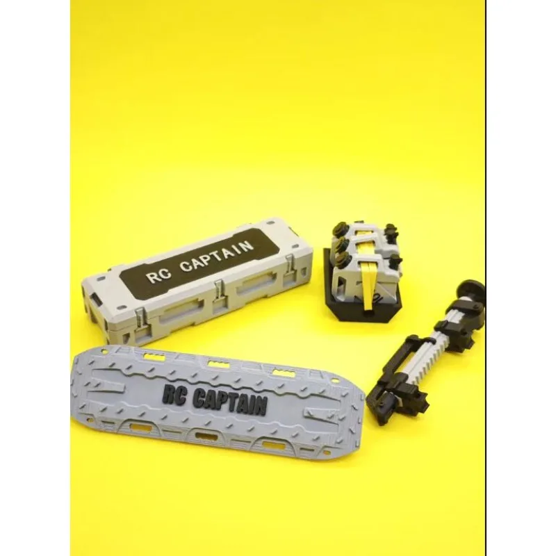 

RC Crawler Gray 4-Piece Scale Accessories-Magnetic Open Toolbox, Hi-Lift Jack, Logo Recovery Boards, Fuel Tank Set Upgrade Parts