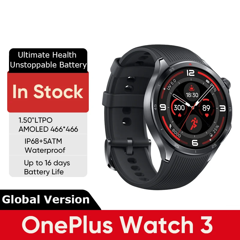 【Brand+】Global Version OnePlus Watch 3 Smart Watch 1.50inches LTPO  AMOLED Display Snapdragon W5 Processor Dual Frequency GPS
