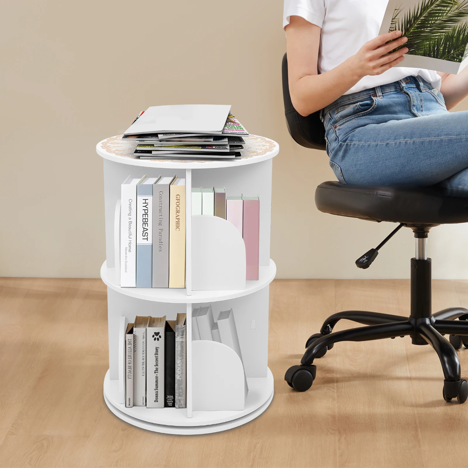 

Collection - Bookshelf, 2-Tier Bookcase, Book Shelf, Open Storage Shelf, for Living Room, Home Office, Dinning Room, White