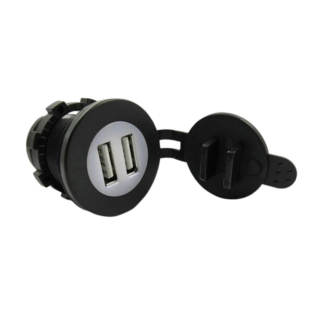 Car Charger Dual USB-A 5V Cigarette Lighter USB Charger Adapter Round White Core With Protective Cover Multi Color Optional