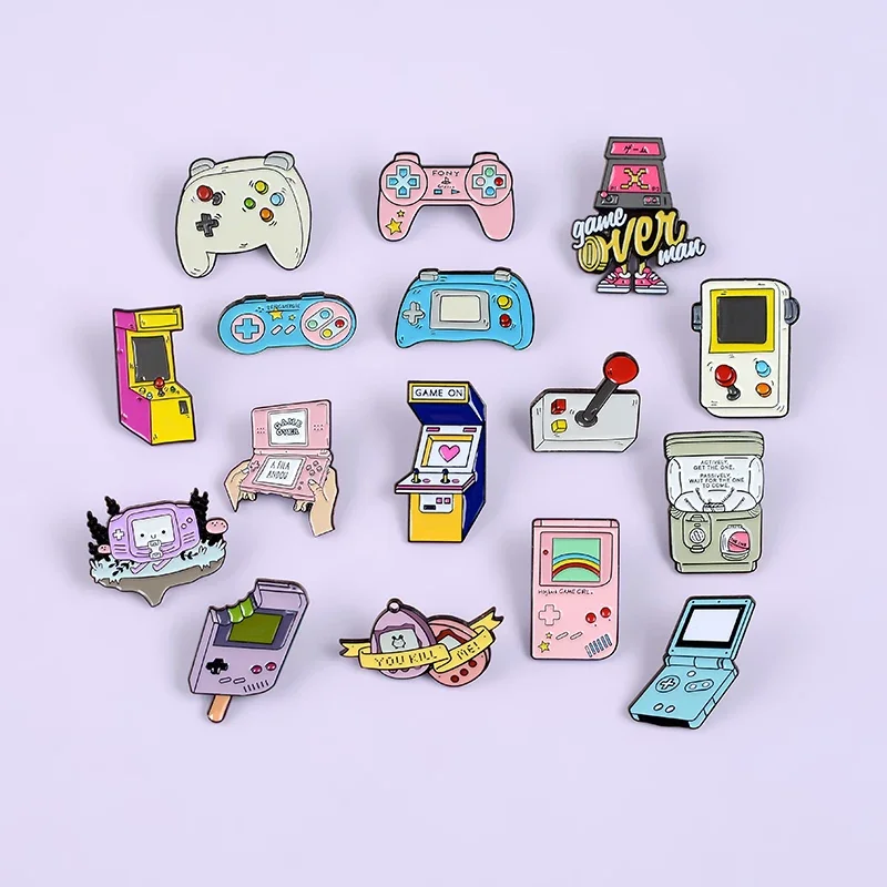 90s Gamepad Jewelry Retro Arcade Game Enamel Pin Collections Cartoon Brooches Denim Collar Badge Lapel Pin Friend Gift Wholesale