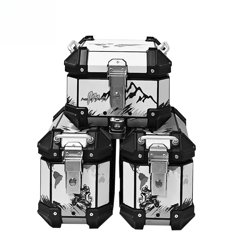 18L Top Box + 16L Side Box - Universal Model for Motorcycles and Electric Vehicles - Aluminum Material - Sealed and Waterproof
