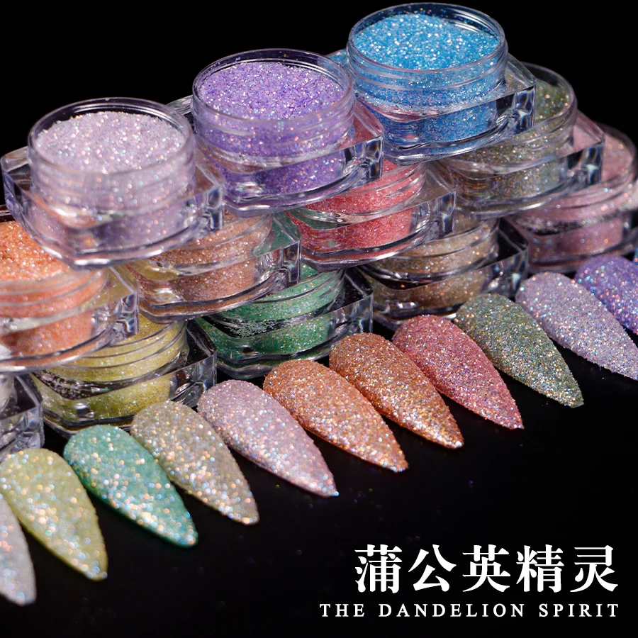 12Boxes/Set Shiny Nail Sugar Glitter Powder 12Candy Colors Holographic Rubbing Dust 3g Sparkling Crystal Diamond Nail Powder *&