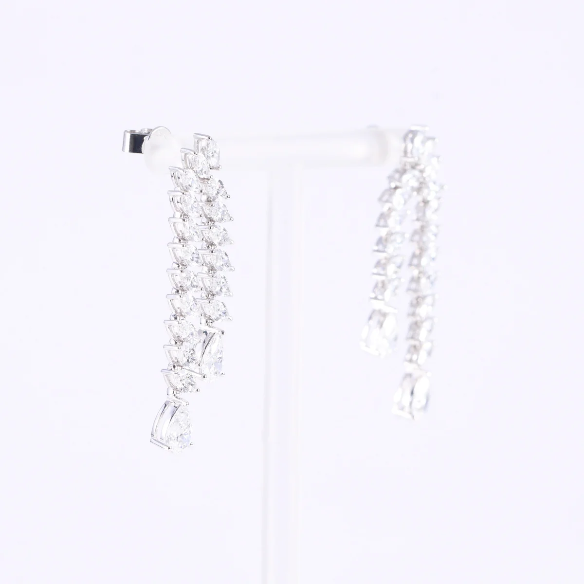 Marquise and Pear Cut Lab Created Diamond Earrings 9K/14K/18K White Gold Tassel Earrings Fine Jewelry For Anniversary Gift
